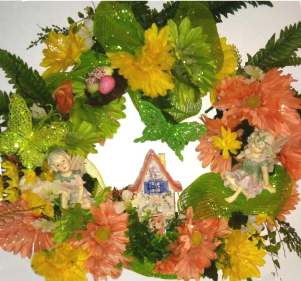 DECORATED Royal Springtime Wreath with the Fairies