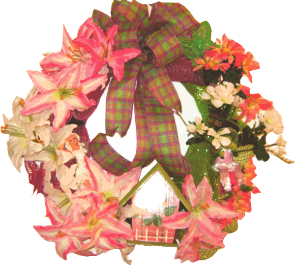DECORATED Spring Blossom Lily Wreath 